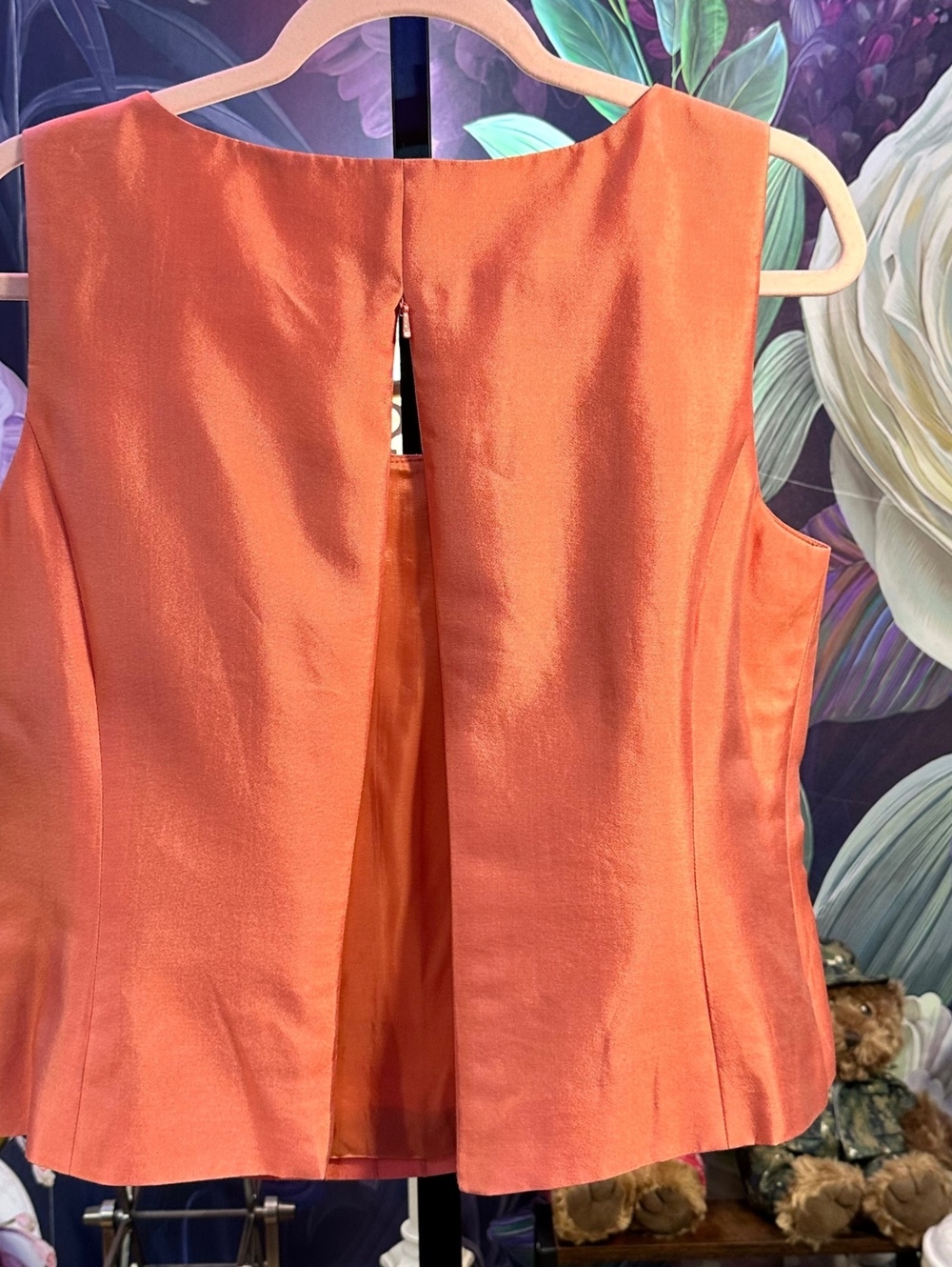 Talbots Petites 12 3 Piece Skirt Suit Set Silk Cotton Coral Career - Picture 8 of 14